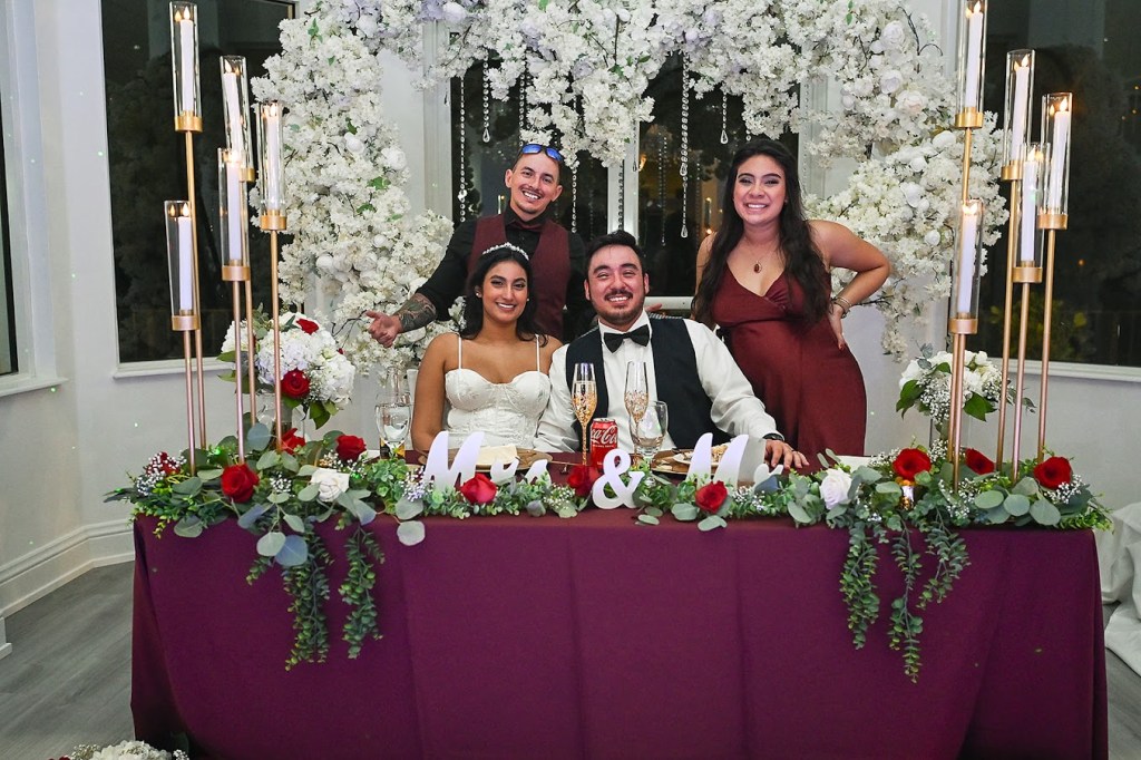 Palm Beach Florida wedding reception with bride & groom at the sweetheart table